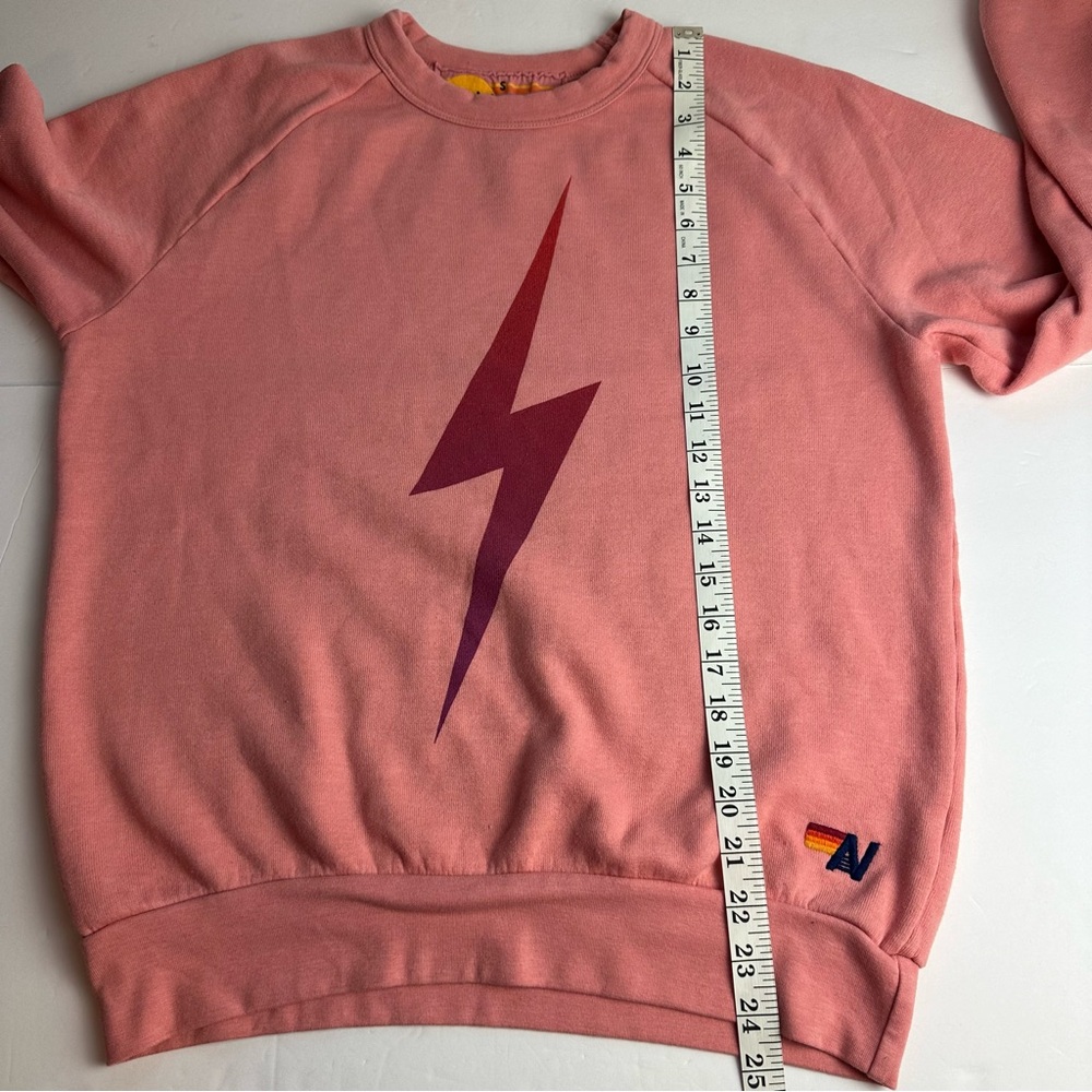 Aviator Nation Bolt Fade Pullover Sweatshirt Women's Size Small Crewneck Pink - Picture 4 of 9